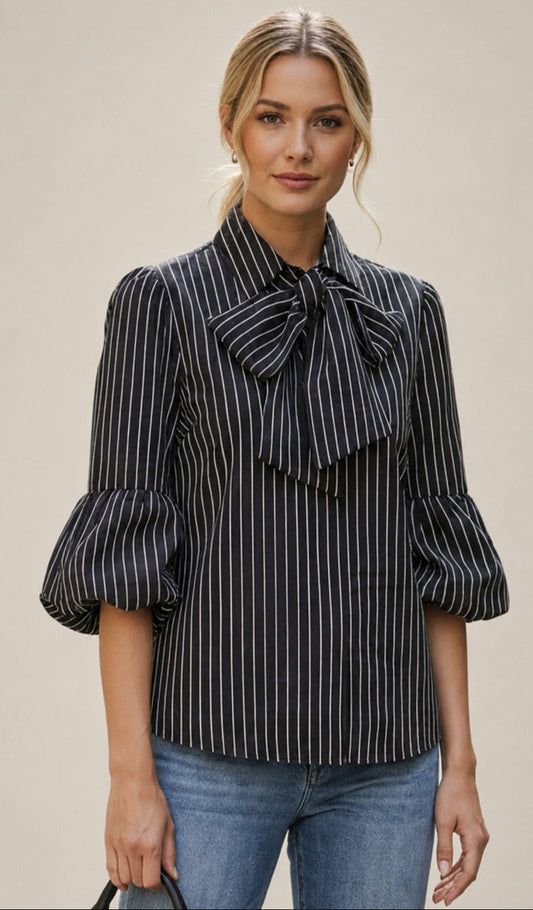 Joy Bubble Sleeve Detach Scarf Top