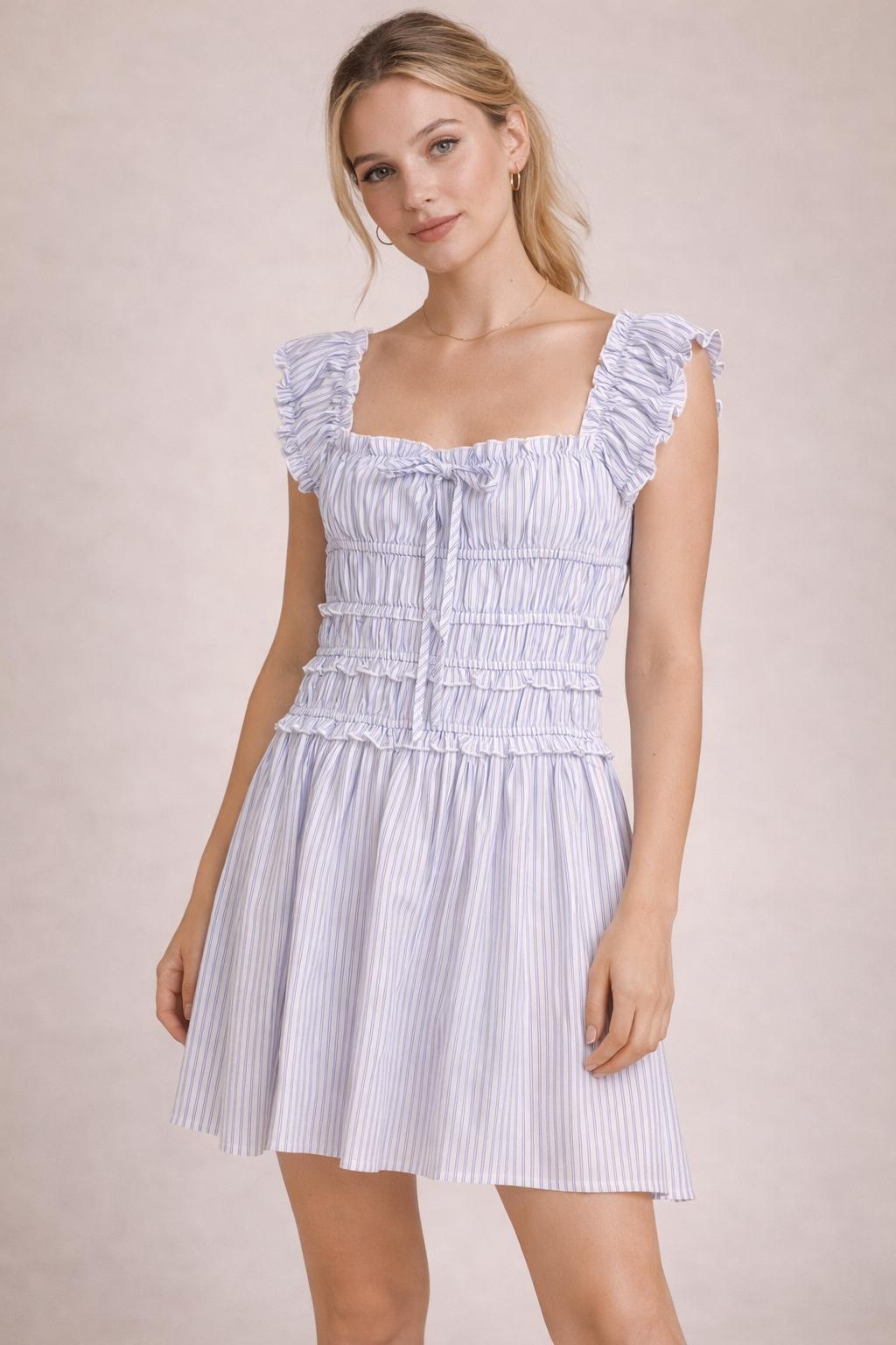 Klesis Ruched Short Sleeve Mini Dress