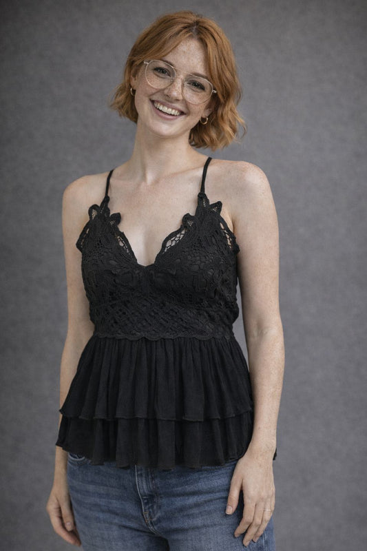 Lace Ruffle Cami Tank Top