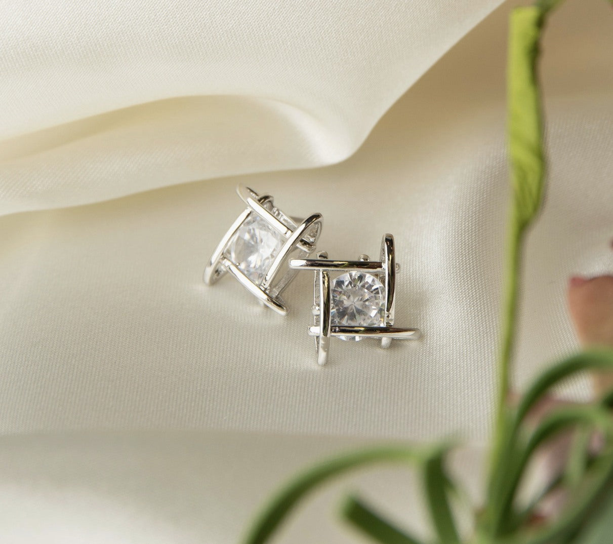 Linked Cubic Zirconia Dazzler Stud Earrings