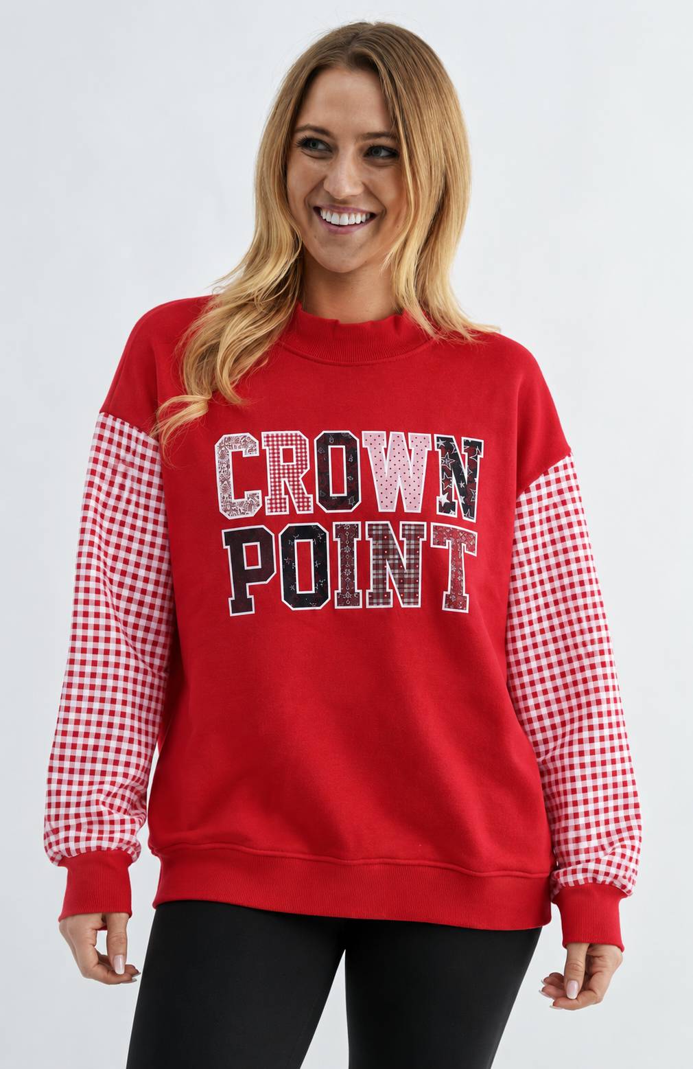 Logo Plaid Mock Neck Sweatshirt
