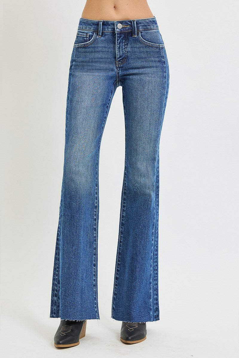 Mid Rise Flare Double Seam Jeans