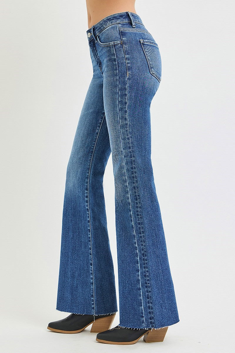 Mid Rise Flare Double Seam Jeans