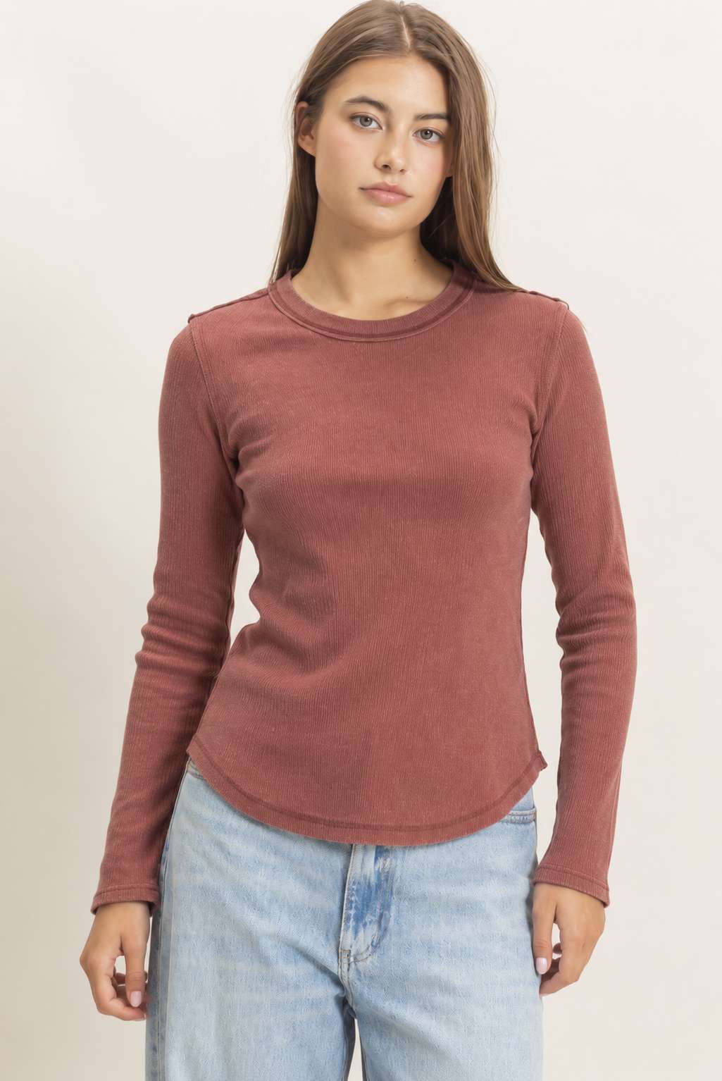 Mineral Wash Rib Fitted Top
