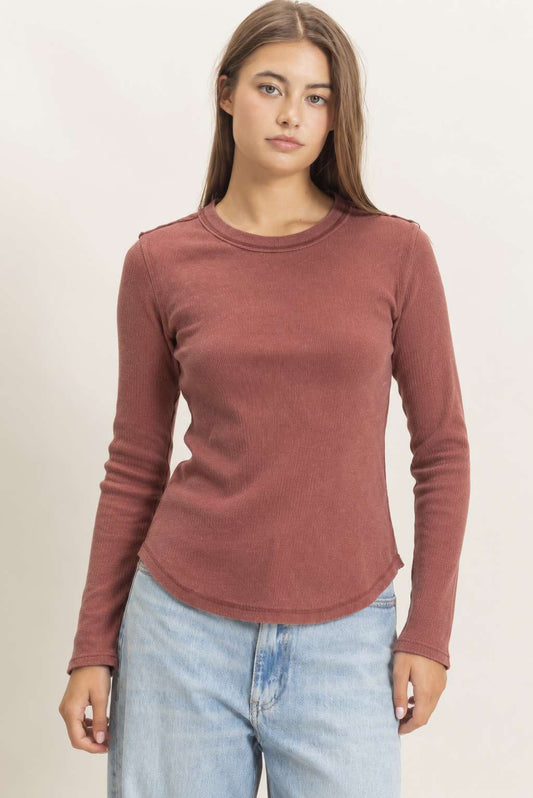 Mineral Wash Rib Fitted Top