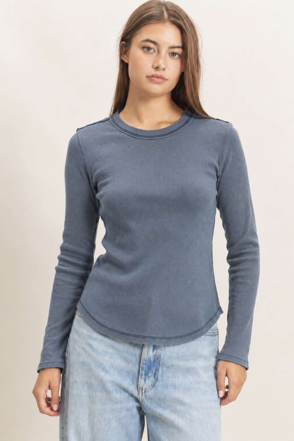Mineral Wash Rib Fitted Top