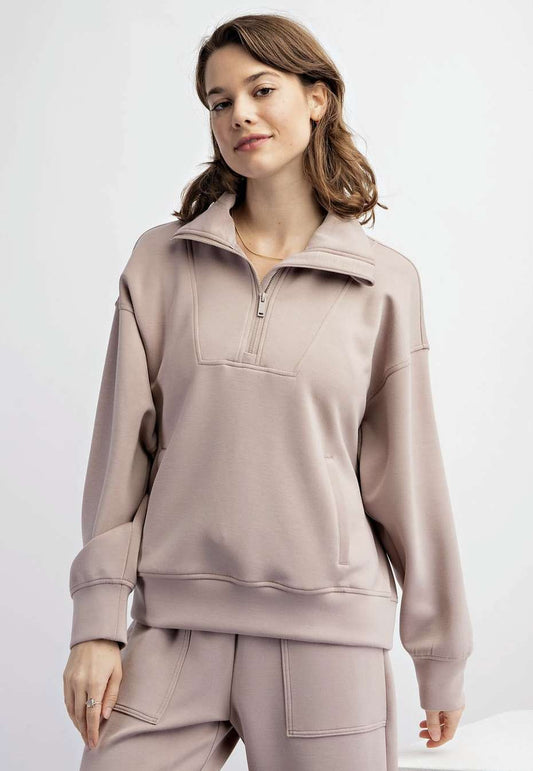Mock Neck Quarter Zip Sweatshirt