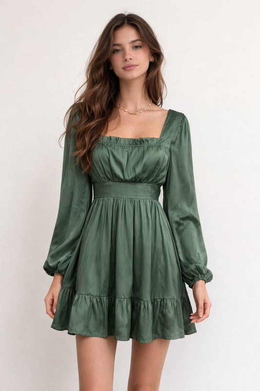 Moss Green Short Dress