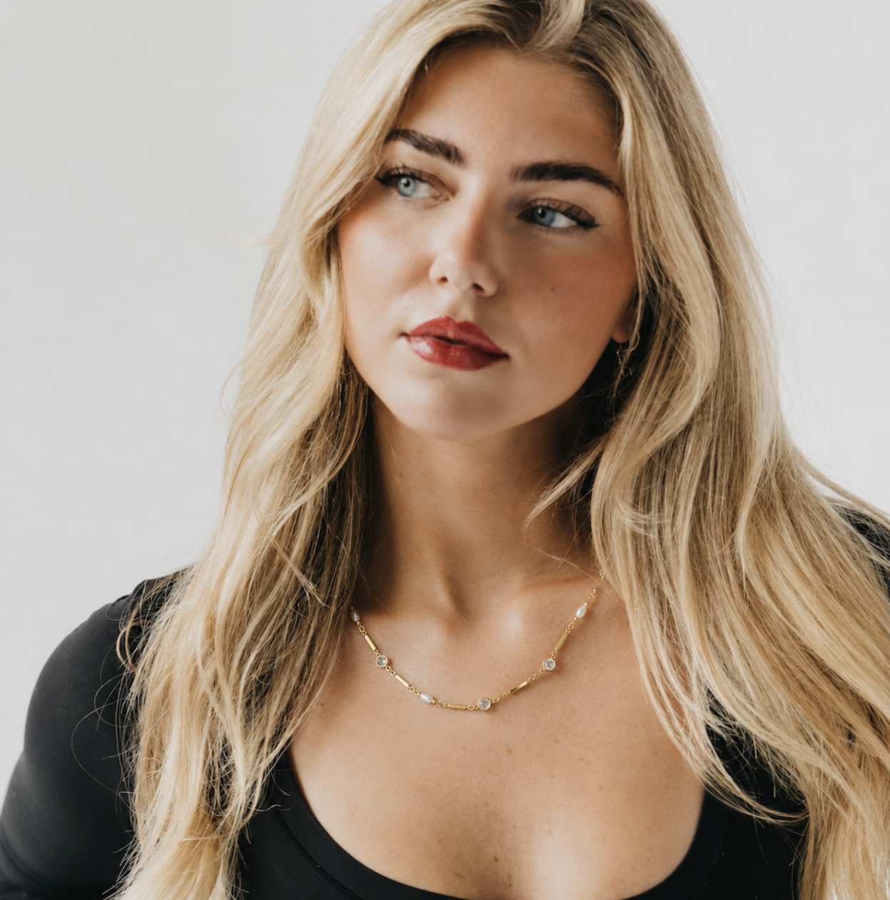 Pearl & Gold Paperclip Necklace Set