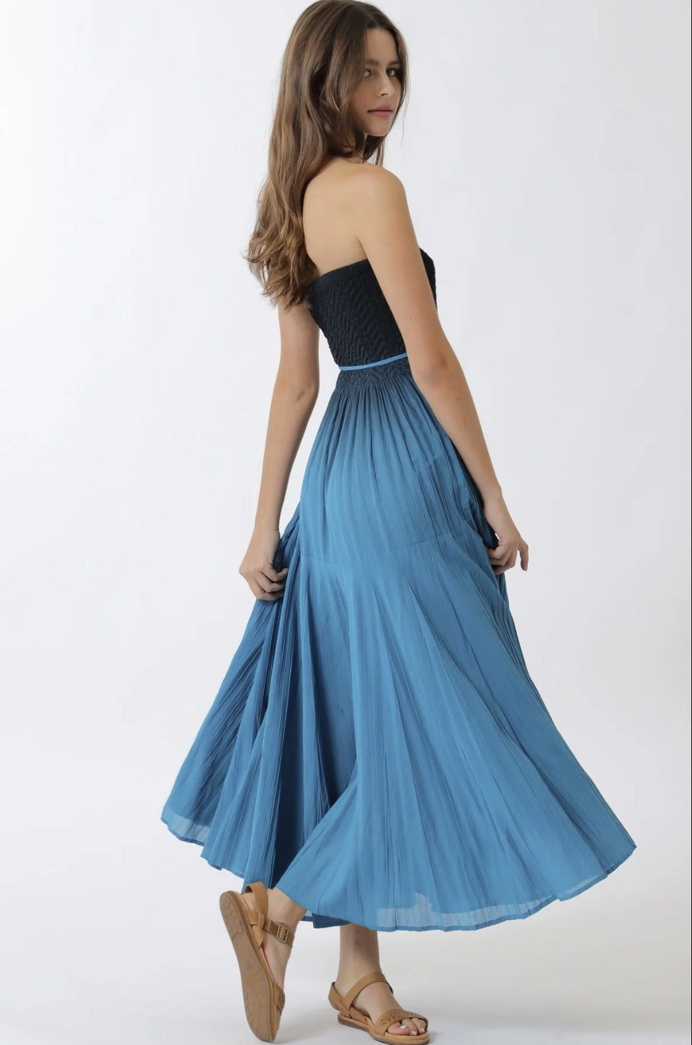 Pleated Tube Top MIDI Dress