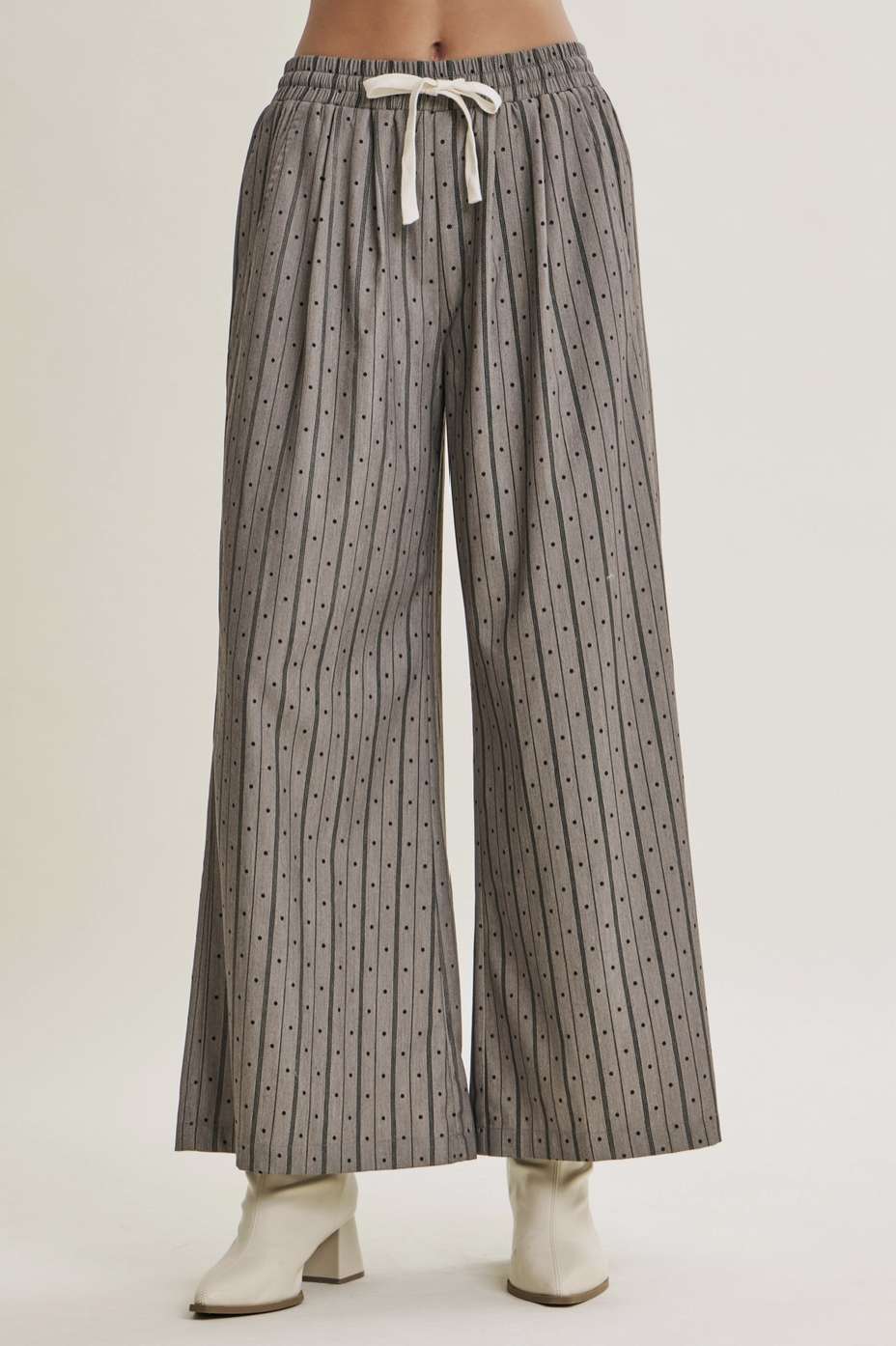 Polka Dot Pinstripe Wide Leg Pants