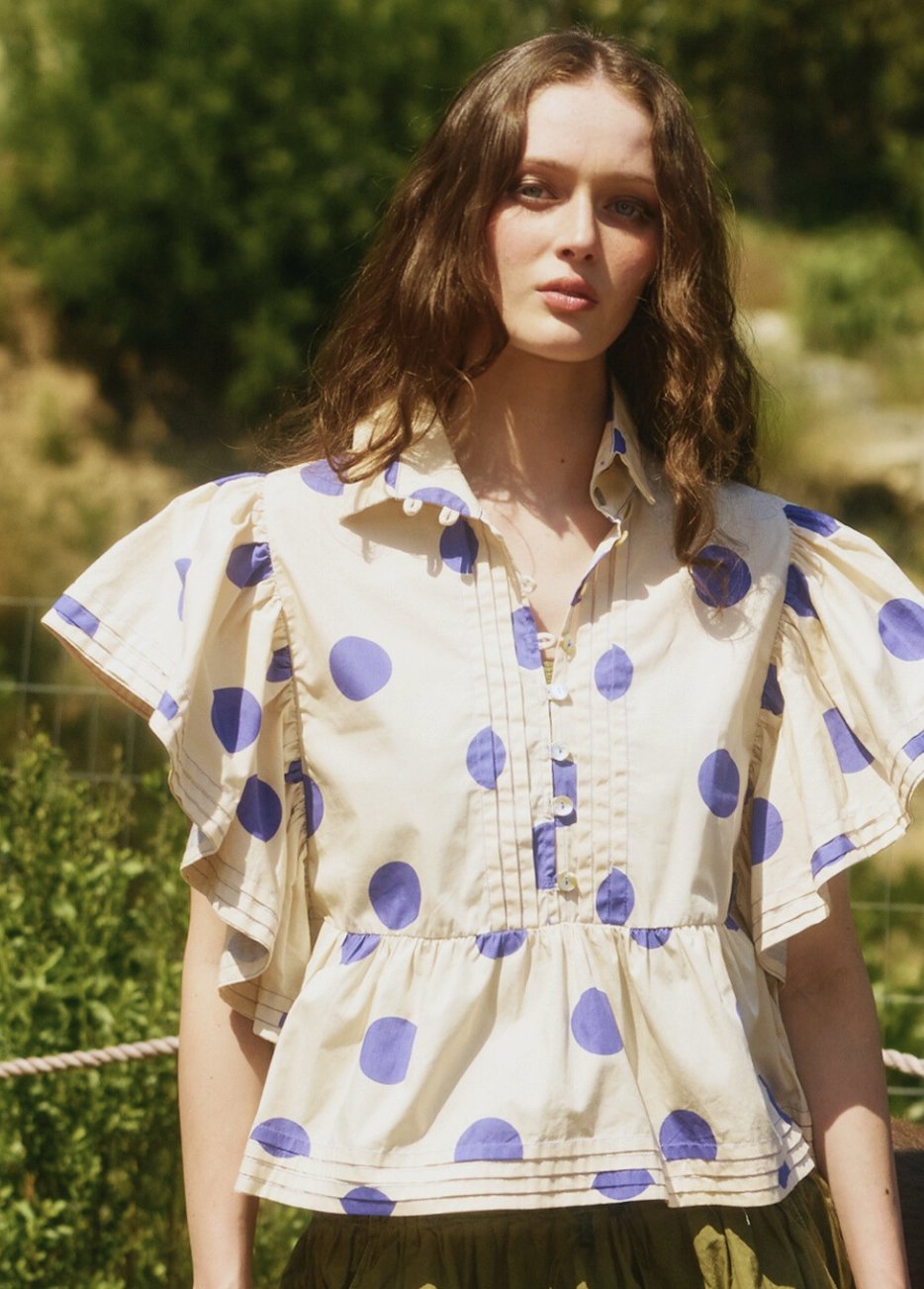 Polka Dot Ruffle Blouse