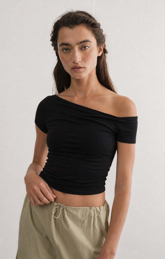 Priscilla SS Cowl Neck Tight Top