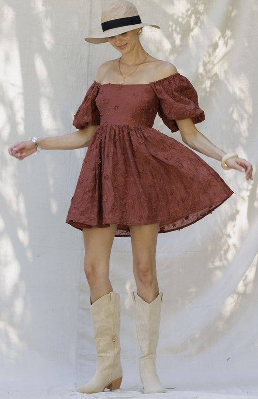 Puff Sleeve Flower Dress