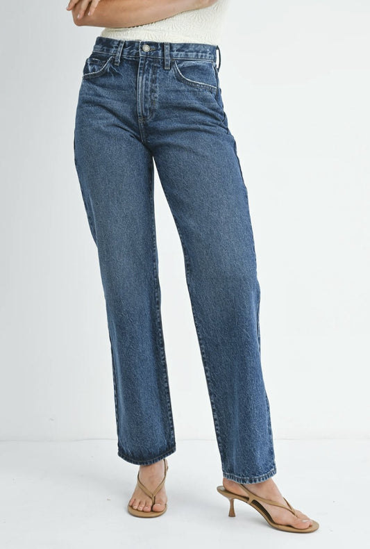 Relaxed Straight Dark Denim Jeans