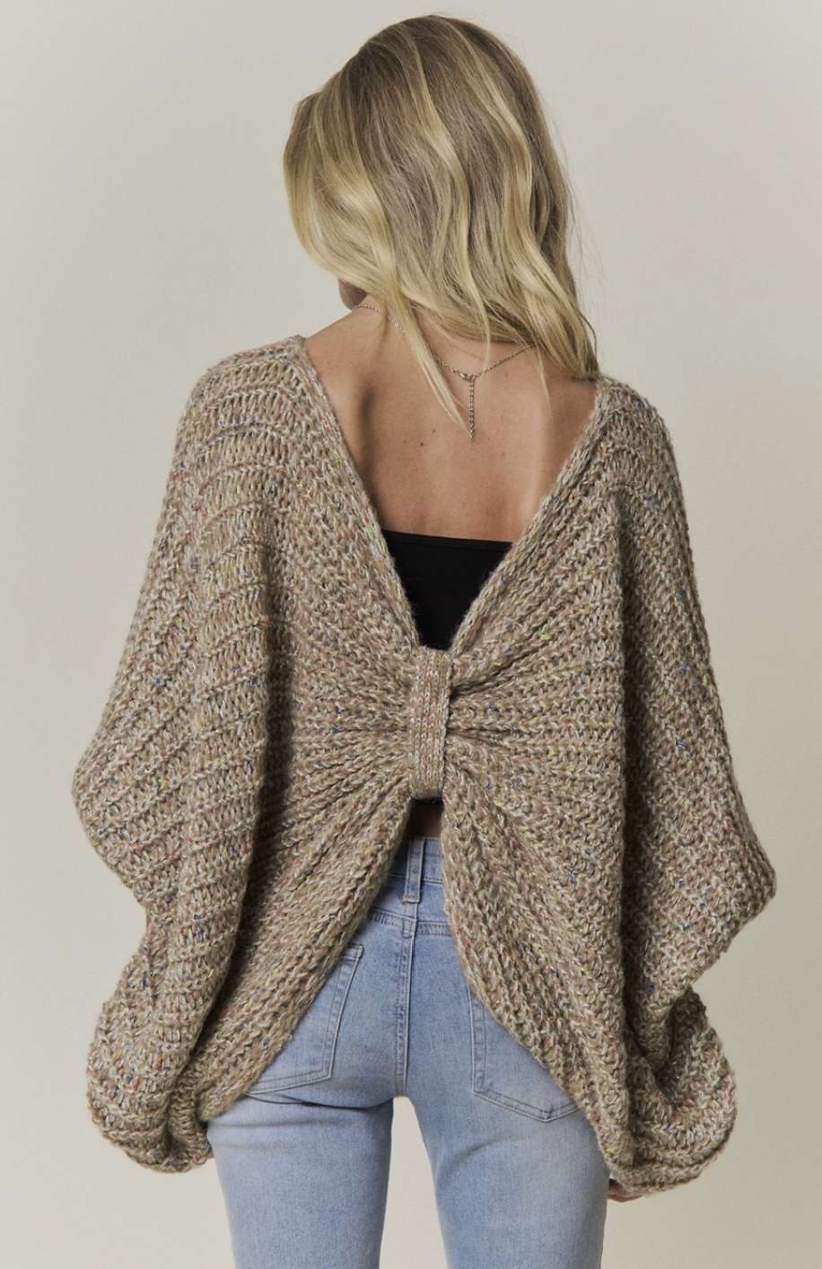 Reversable Knit Cinched Cardigan