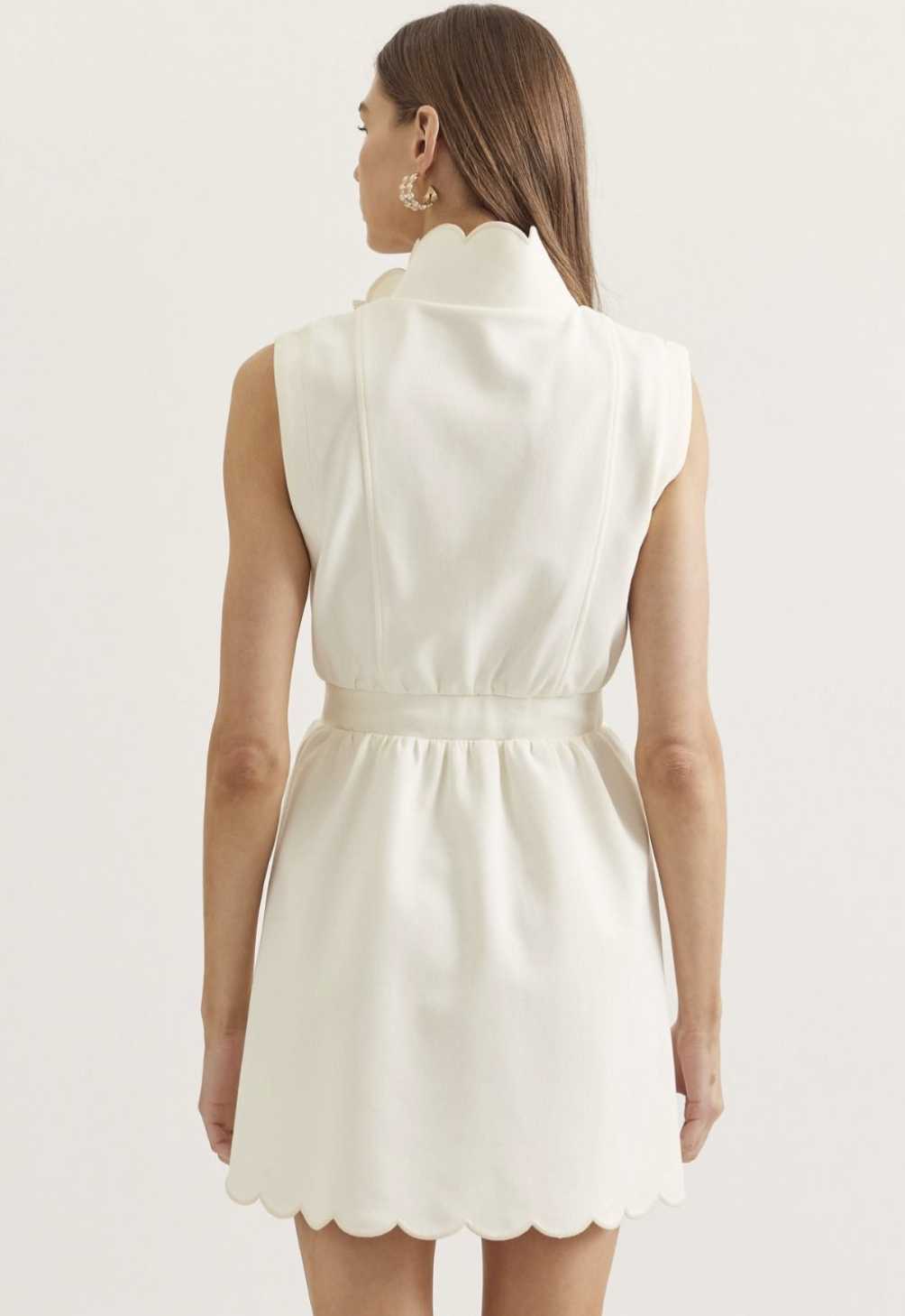 Scallop Stand Collar Half Zip Mini Dress