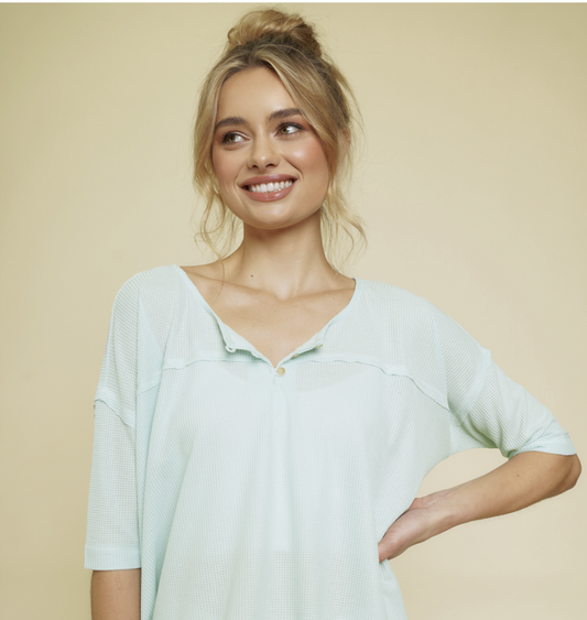 Drop Shoulder Henley Shirt