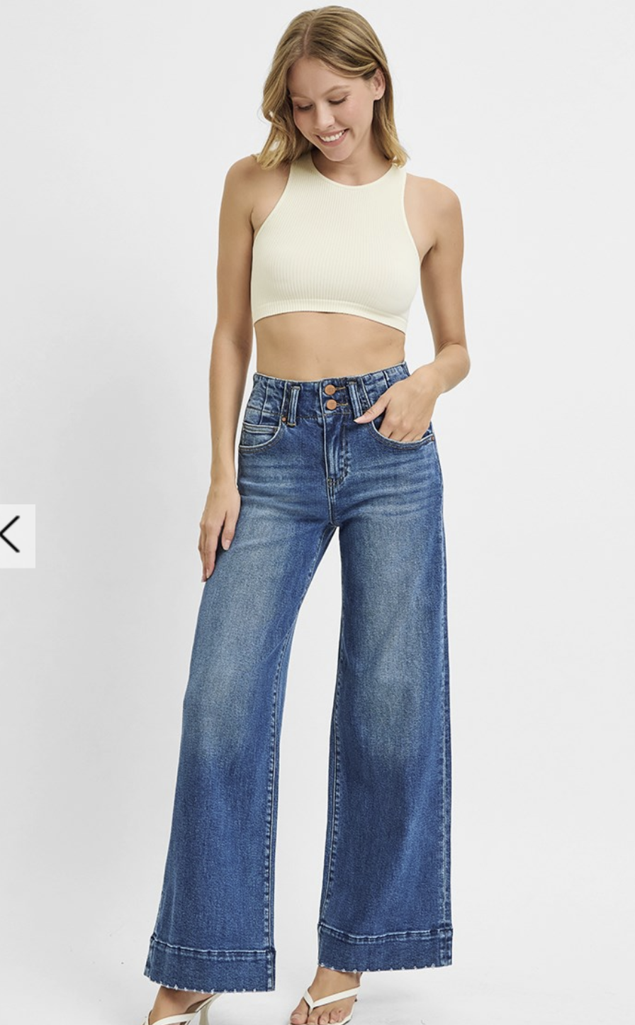 High Rise Ankle Wide Seam Detailed