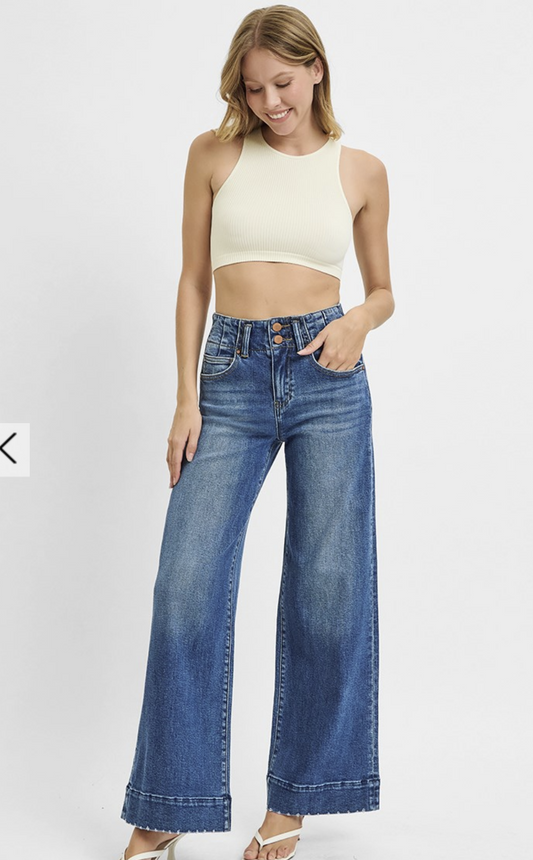 High Rise Ankle Wide Seam Detailed