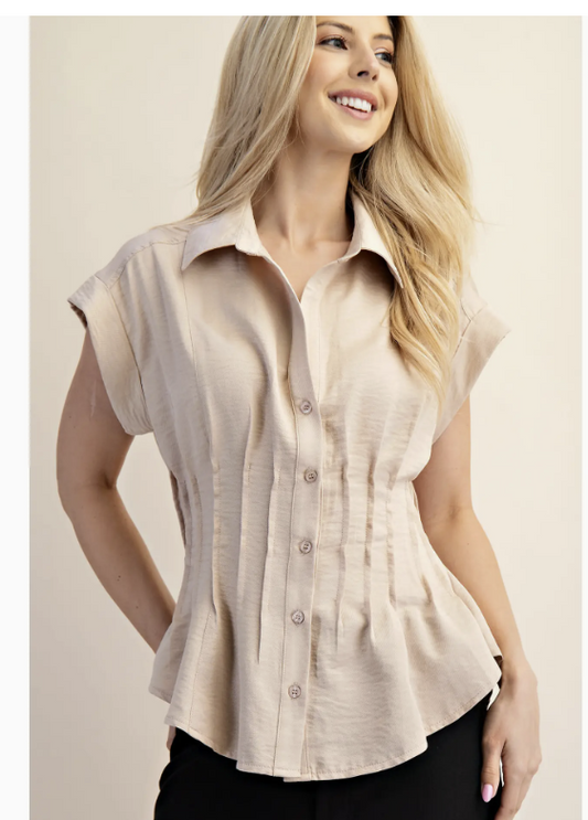 Short Sleeve Pleated Corset Top