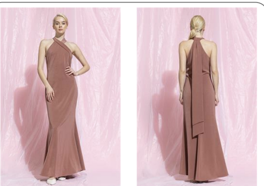 Satin Halter Neck Tie Full length Dress