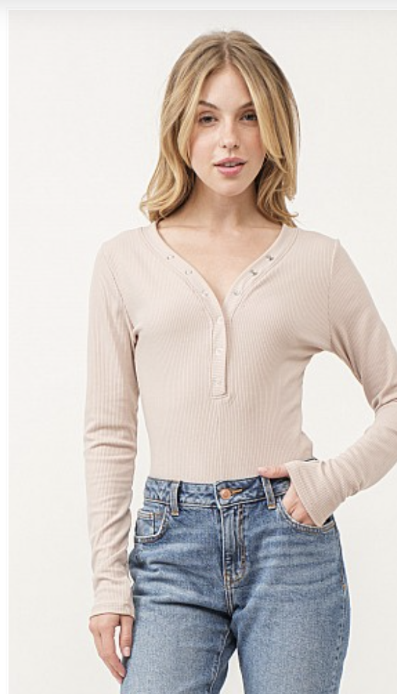 Ribbed snap Button bodysuit