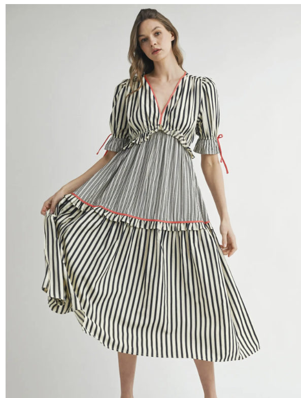 Striped Dress with Hot Pink Accents