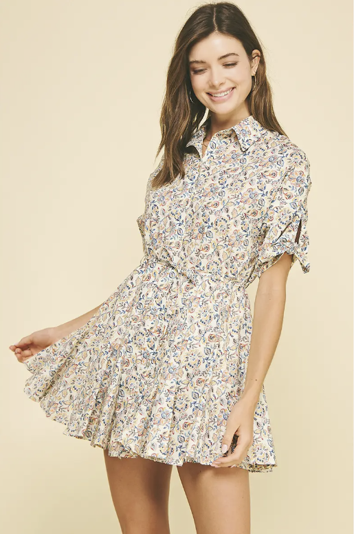 Button Down Mini Dress Floral
