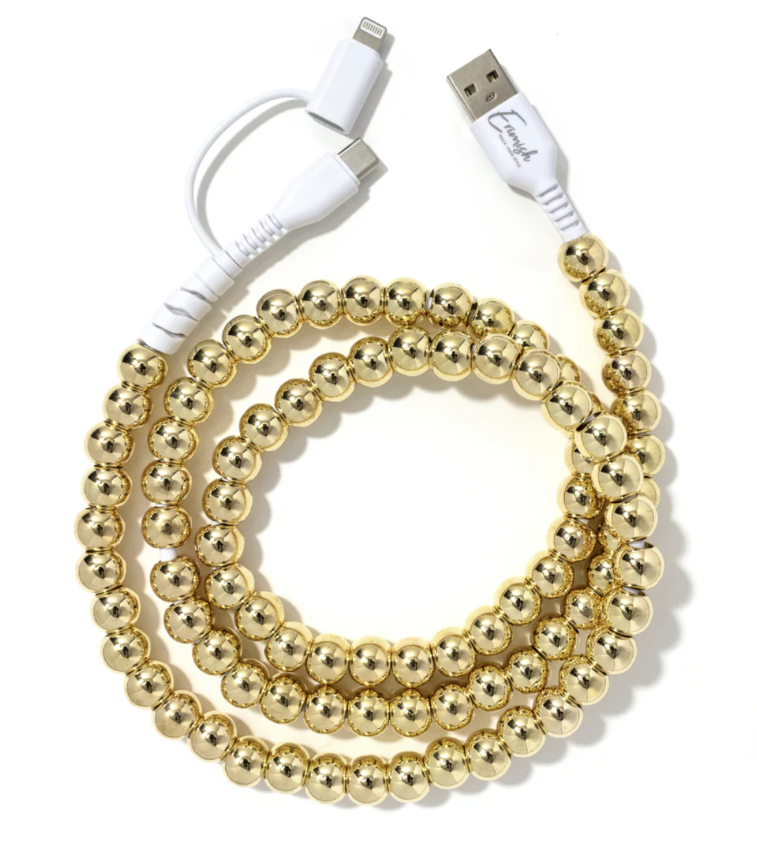 Beaded Phone Charger Metallic Gold