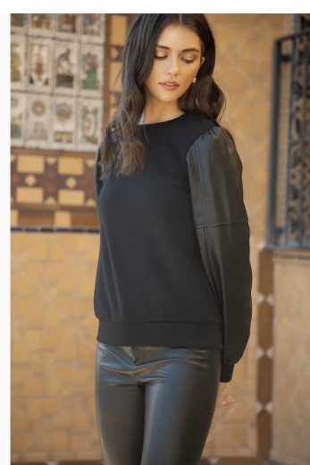 Faux Leather L/S top