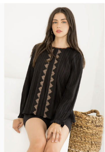 Boho Embroidered top