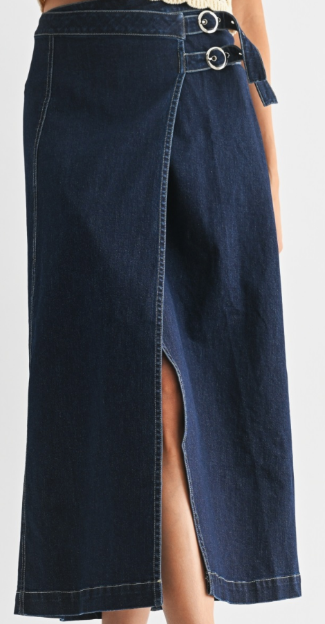 Midi Wrap Skirt w /Buckle