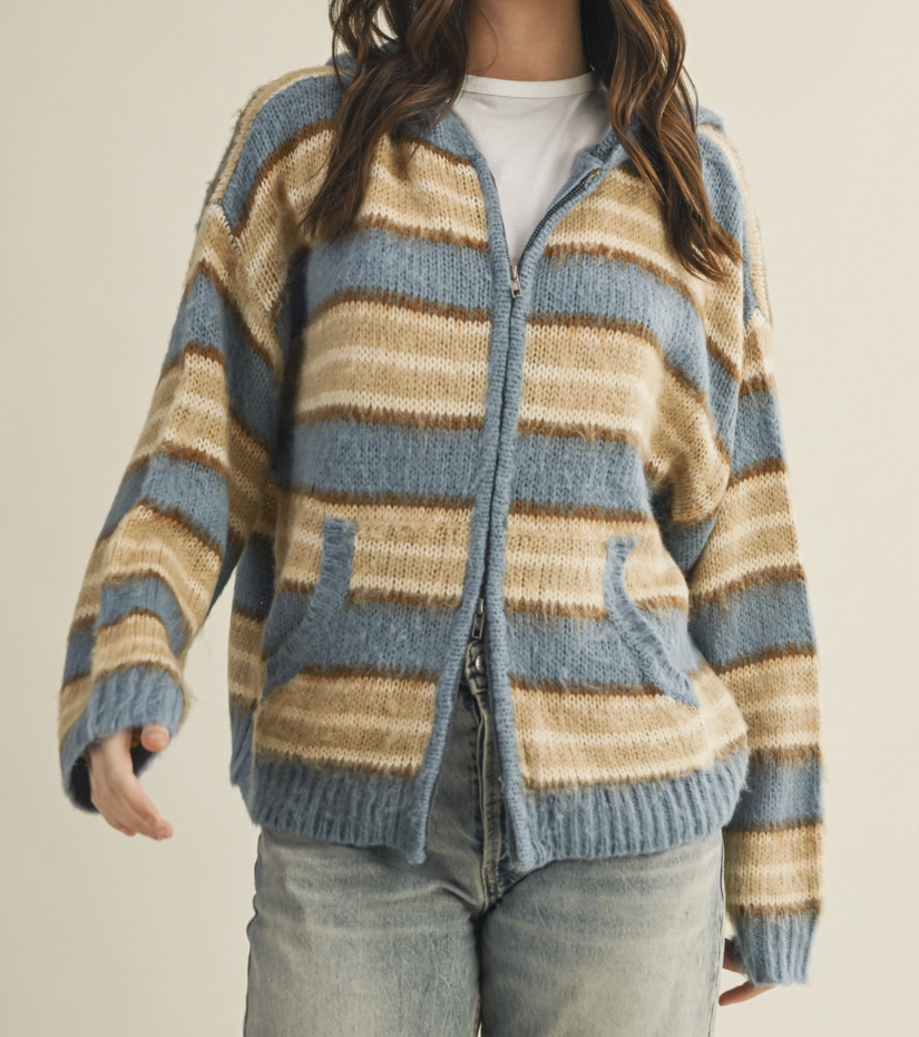 Sweater Hooded Zip Up