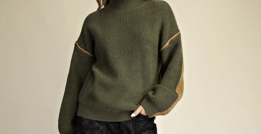 Mock-Neck Contrast Back Sweater