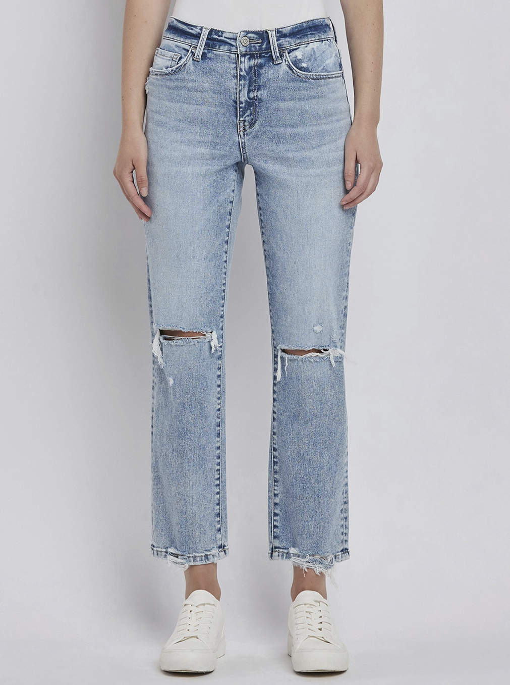 Ripped High Rise Ankle Straight