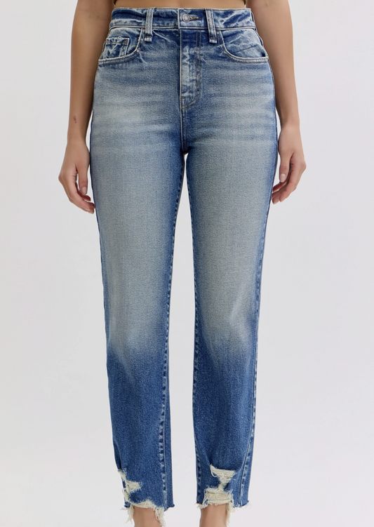 High Rise Asymmetric Back Pockets