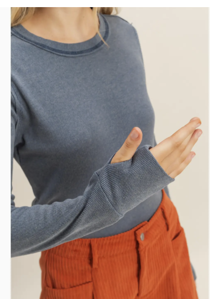 Mineral Wash Rib Fitted Top