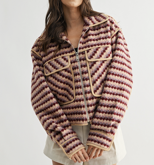 Retro Chevron Zip Up