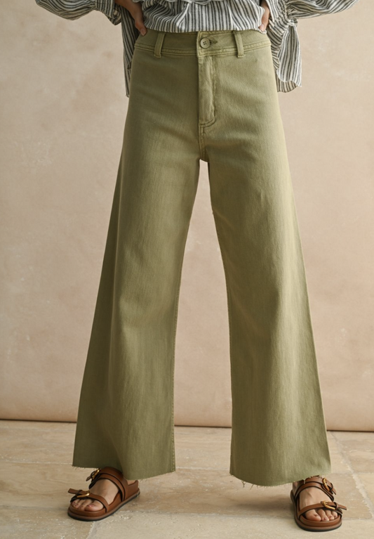 Frayed Bottom Straight Wide Leg