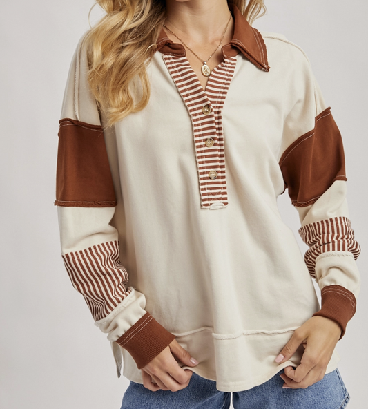 Color Contrast Half Button Collar