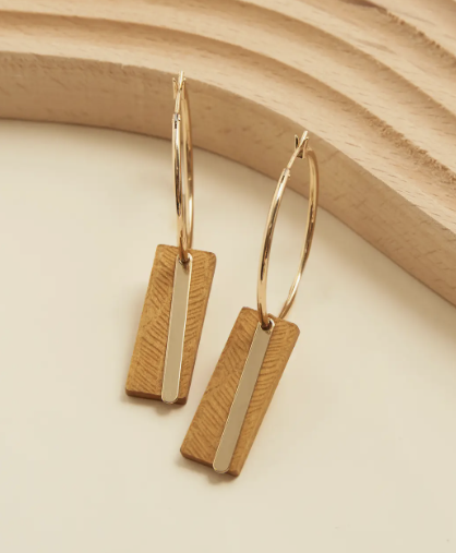 Wooden Bar Gold Hoop