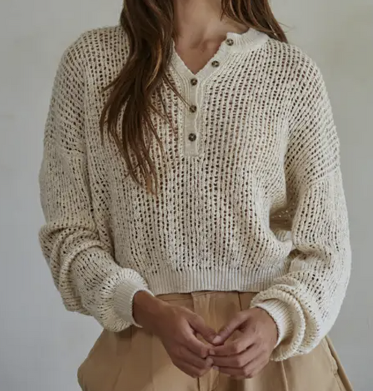 Knit Neck Henley Pullover