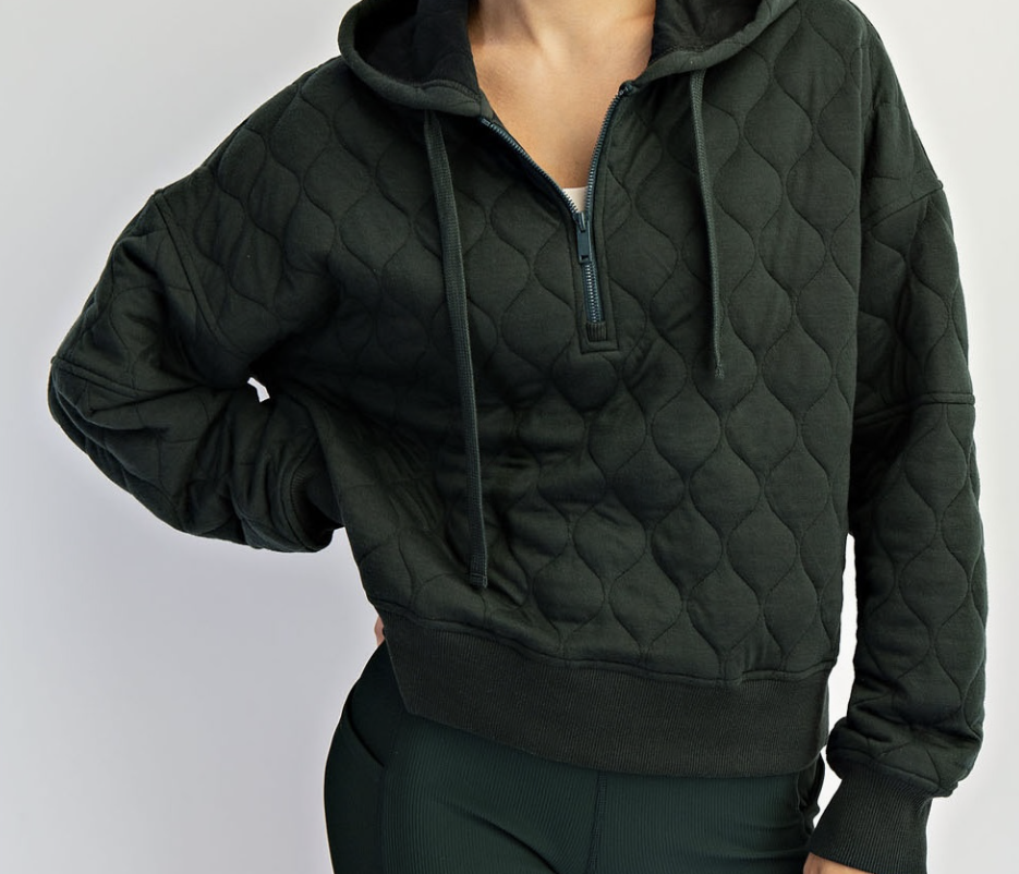Quilted Quarter Zip w/ Hood