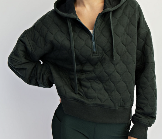 Quilted Quarter Zip w/ Hood