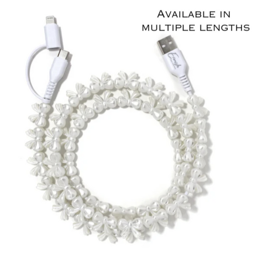 Beaded Phone Charger Pearl Bow 3.3