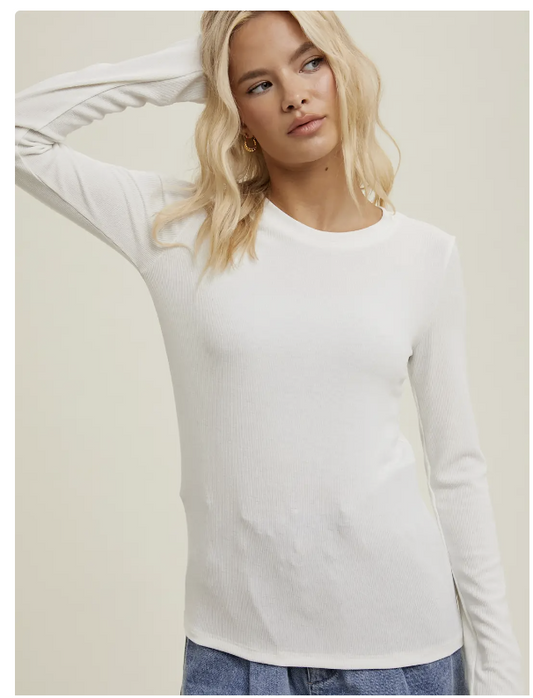 Round Neck Fitted Ribbed Knit Top