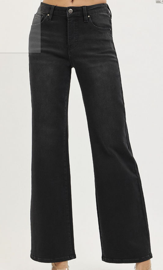 Black TC High Rise Wide Leg Jeans