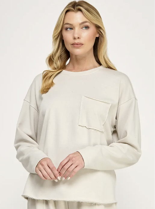 Terry Long Sleeve Sweatshirt with Pocket