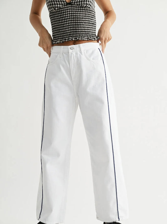 Barrel Twist Pin Strip Jeans